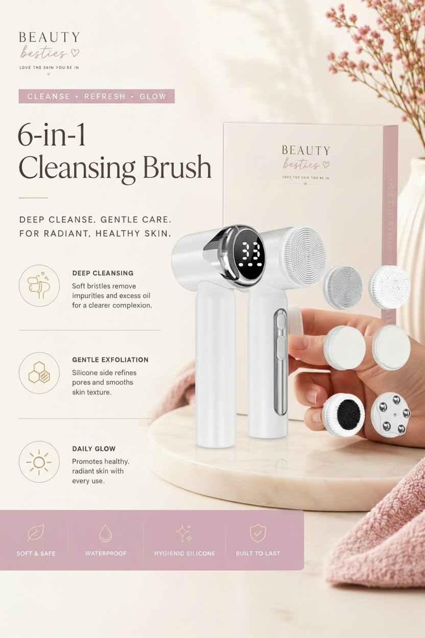 6-in-1 Cleansing Brush Infographic